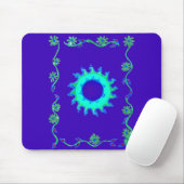 Schöne irisierende blaue Blumen-Kunst-Ölgemälde Mousepad (Mit Mouse)