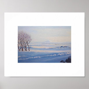 Schöne isländische Winterlandschaftsmalerei Poster