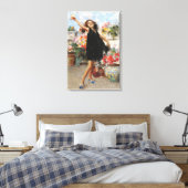 Schöne italienische junge Frau feiert Sieg Leinwanddruck (Insitu (Schlafzimmer))