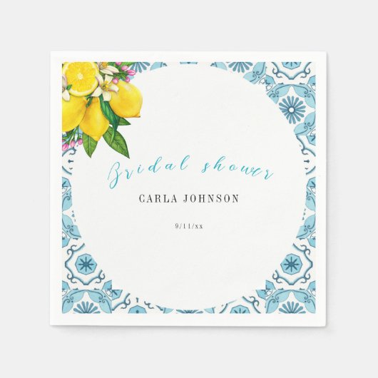 Schöne italienische Kachel und Limones Brautparty Serviette (Vorderseite)