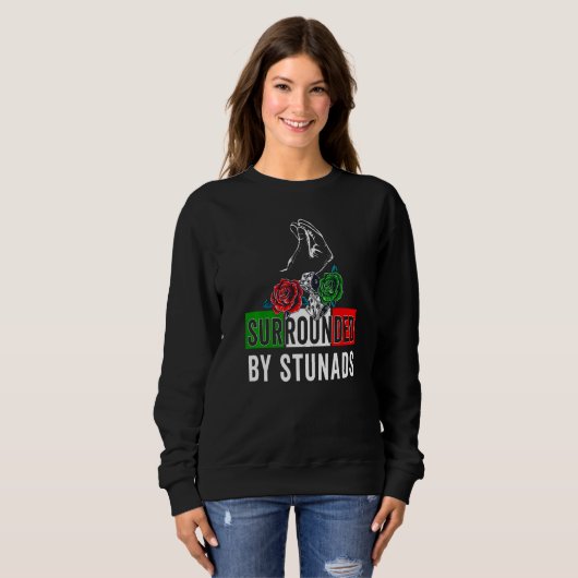 Schöne italienische Redewendungen umgeben von Stun Sweatshirt (Vorne ganz)