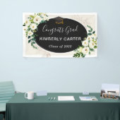 Schöne Ivory Green Floral Graduation Party Banner (Messeveranstaltung)