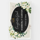 Schöne Ivory Green Floral Graduation Party Banner (Vertikal)