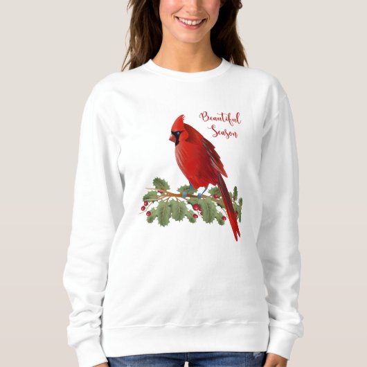 Schöne Jahreszeit-roter Kardinals-Vogel-Frauen Sweatshirt (Vorderseite)