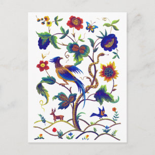 Schöne jakobinische Paradiesvogelstickerei Postkarte
