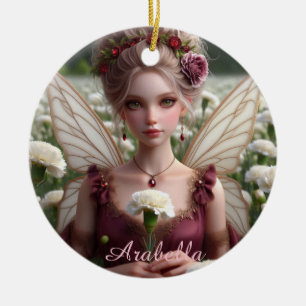 Schöne Januar Fairy in den Nelken Keramik Ornament