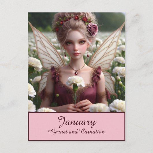 Schöne Januar Fairy in den Nelken Postkarte (Vorderseite)