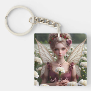 Schöne Januar Fairy in den Nelken Schlüsselanhänger
