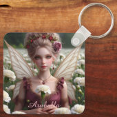 Schöne Januar Fairy in den Nelken Schlüsselanhänger (Rückseite)