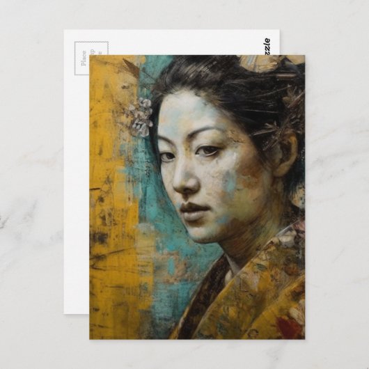 Schöne japanische Frau Postkarte (Vorne/Hinten)