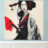 Schöne japanische Geisha Stretched Canvas Print Leinwanddruck (Insitu (Holzboden))