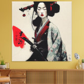 Schöne japanische Geisha Stretched Canvas Print Leinwanddruck (Insitu (Wohnzimmer))