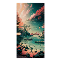 Schöne japanische Hafenlandschaft