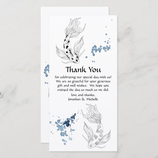 Schöne japanische Koi Fish Hochzeit Dankeskarte (Vorne/Hinten)