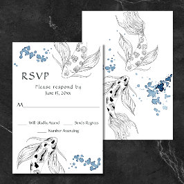 Schöne japanische Koi Fish Hochzeit RSVP Karte