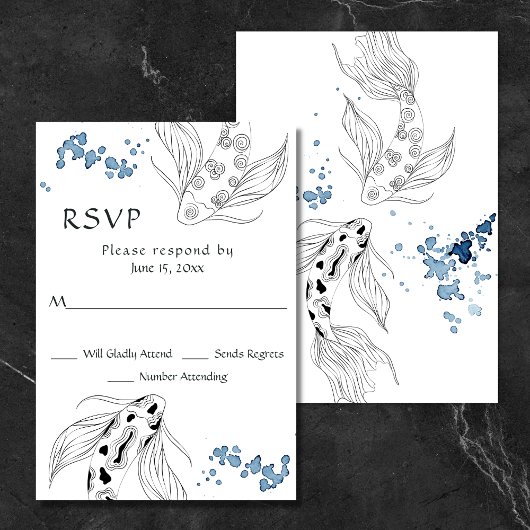 Schöne japanische Koi Fish Hochzeit RSVP Karte