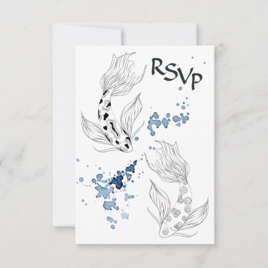 Schöne japanische Koi Fish Hochzeit RSVP Karte (Vorderseite)