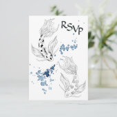 Schöne japanische Koi Fish Hochzeit RSVP Karte (Stehend Vorderseite)