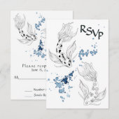 Schöne japanische Koi Fish Hochzeit RSVP Karte (Vorne/Hinten)