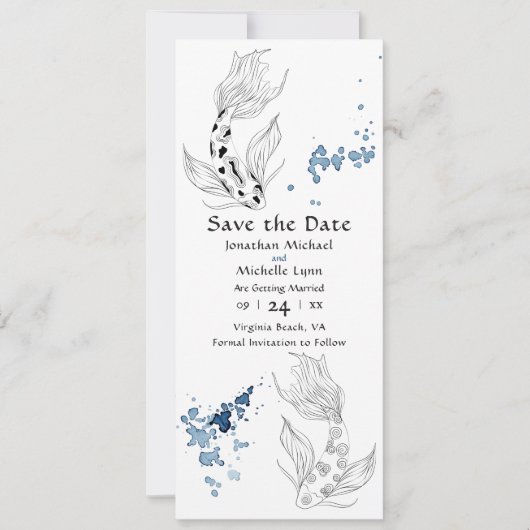 Schöne japanische Koi Fish Hochzeit Save The Date (Vorderseite)