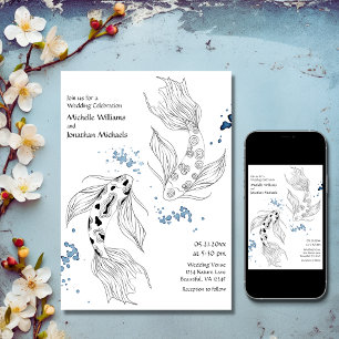 Schöne japanische Koi Fish Moderne Hochzeit Einladung
