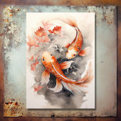 Schöne japanische Koi Fish Orange Beige Wedding Einladung