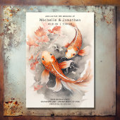 Schöne japanische Koi Fish Orange Beige Wedding Einladung