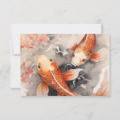 Schöne japanische Koi Fish Orange Beige Wedding RSVP Karte (Rückseite)