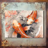 Schöne japanische Koi Fish Orange Beige Wedding RSVP Karte