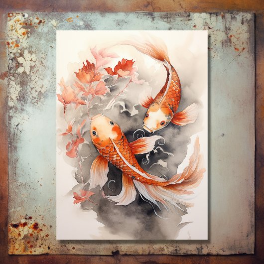 Schöne japanische Koi Fish Orange Beige Wedding Save The Date