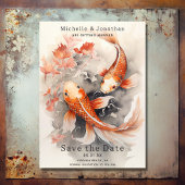 Schöne japanische Koi Fish Orange Beige Wedding Save The Date