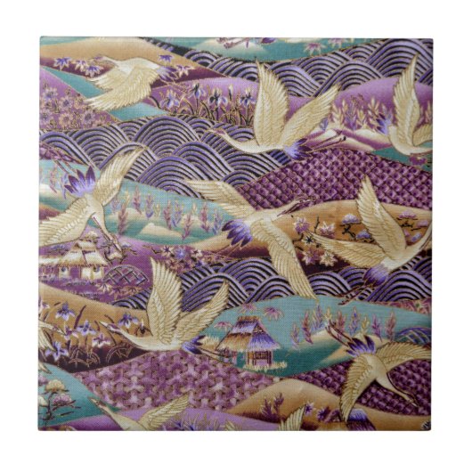 Schöne japanische Krane Fliese (Vorderseite)