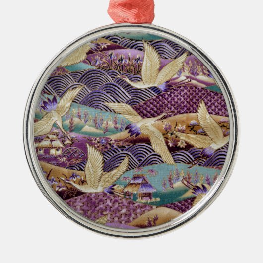 Schöne japanische Krane Ornament Aus Metall (Vorne)