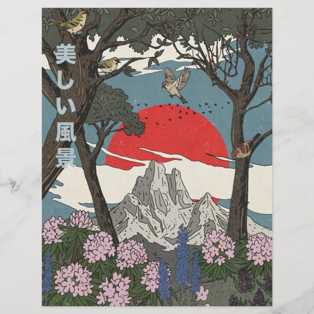 Schöne japanische Landschaft Briefbogen (Vorderseite)