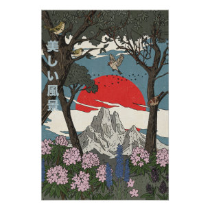 Schöne japanische Landschaft Poster