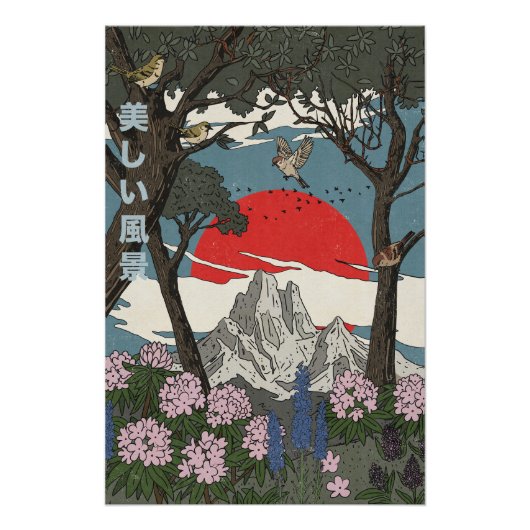 Schöne japanische Landschaft Poster (Vorderseite)