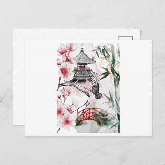 Schöne japanische Landschaft Postkarte (Vorne/Hinten)