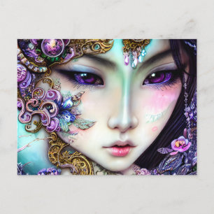 Schöne japanische Mädchen-Gothic-Fantasy Postkarte