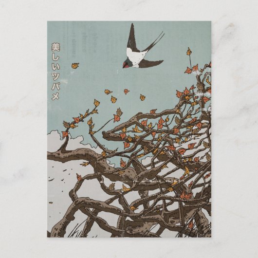 Schöne japanische Schwalbe Postkarte (Vorderseite)