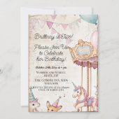 Schöne Journalseite mit Tieren 2. Geburtstag Party Einladung (Vorderseite)