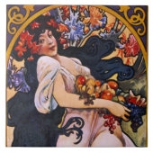 Schöne Jugendstil-Dame Keramik Fliesen (Vorderseite)