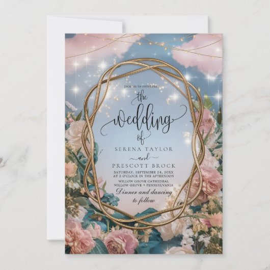 Schöne Jugendstil-Hochzeit Einladung (Vorderseite)