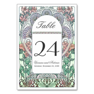 Schöne Jugendstil-Hochzeiten-Tischnummern Tischnummer