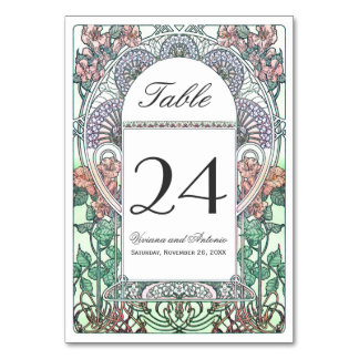 Schöne Jugendstil-Hochzeiten-Tischnummern Tischnummer