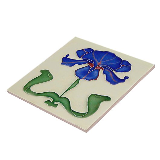 Schöne Jugendstil Iris Keramik Tile Fliese (Seite)