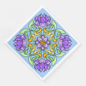Schöne Jugendstil-Kachel mit violetten Blumen Serviette (Ecke)