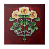 Schöne Jugendstil-Rose Keramik Tile Fliese (Vorderseite)