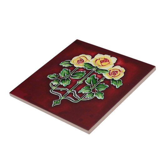 Schöne Jugendstil-Rose Keramik Tile Fliese (Seite)