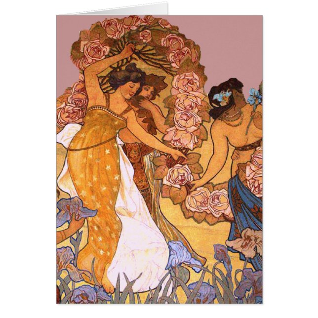 Schöne Jugendstilfrauen mit Iren und Rose (Vorne)