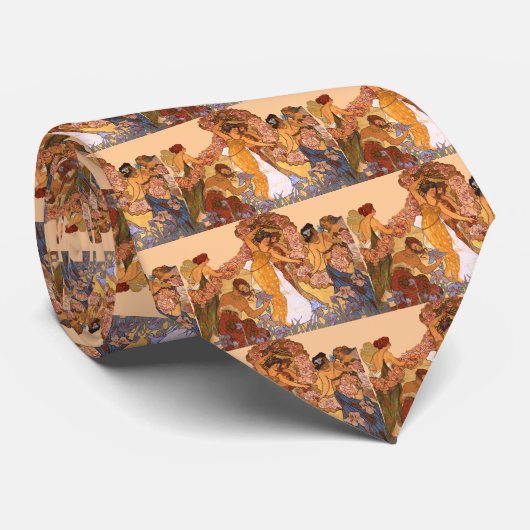 Schöne Jugendstilfrauen mit Iren und Rose Krawatte (Gerollt)